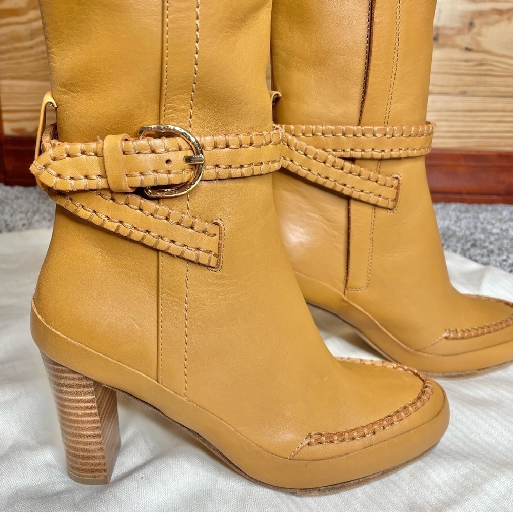 Ulla Johnson Adler Leather Knee High Buckle Boot 5.5 35 Caramel Brown Dust Bag - Picture 8 of 13